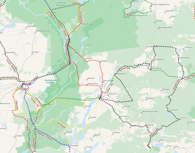 Mapa szlaków rowerowych w gminie Cekcyn